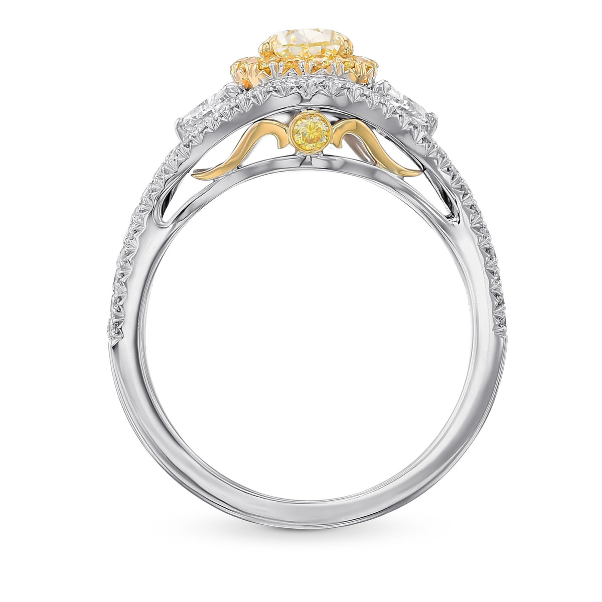 Fancy Light Yellow Pear Diamond Halo Ring