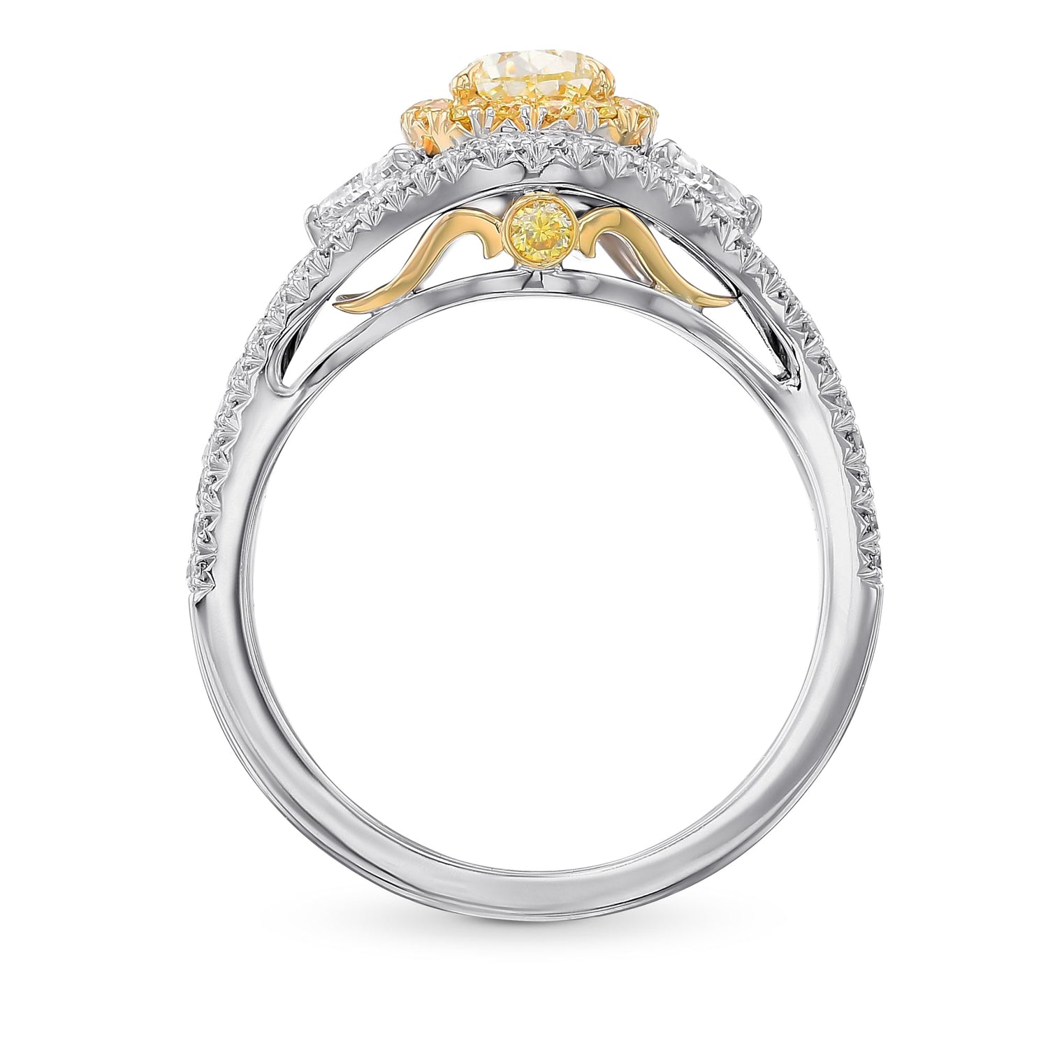Fancy Light Yellow Pear Diamond Halo Ring
