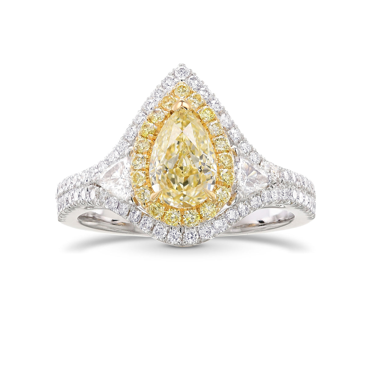Fancy Light Yellow Pear Diamond Halo Ring
