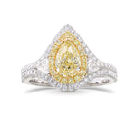 Fancy Light Yellow Pear Diamond Halo Ring
