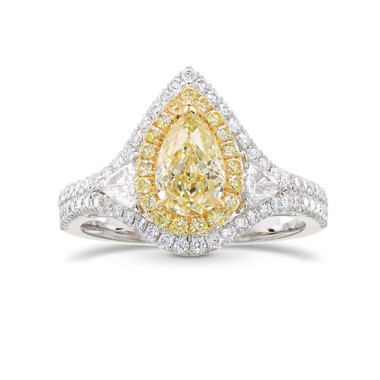 Fancy Light Yellow Pear Diamond Halo Ring