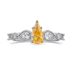 Fancy Intense Yellowish Orange Pear Diamond Side-stone Ring