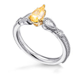 Fancy Intense Yellowish Orange Pear Diamond Side-stone Ring
