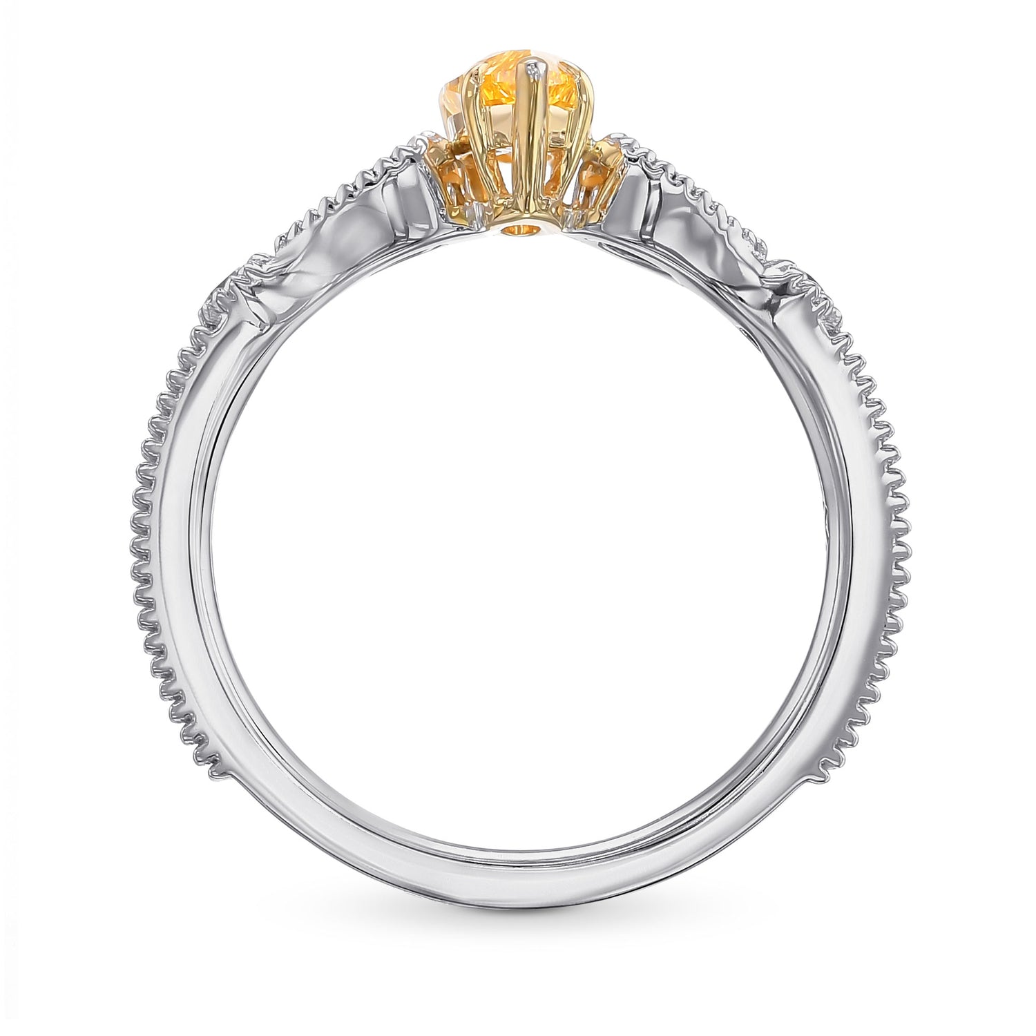 Fancy Intense Yellowish Orange Pear Diamond Side-stone Ring