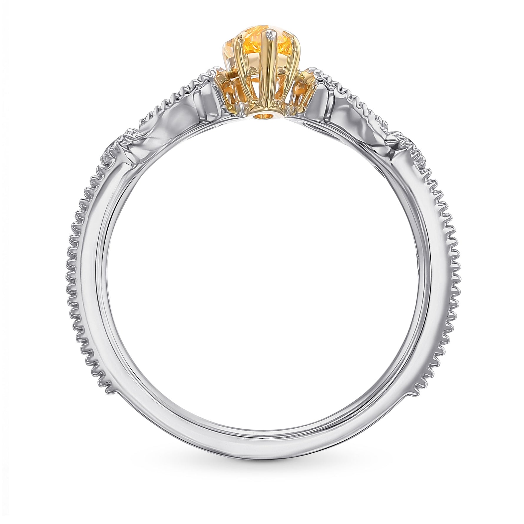 Fancy Intense Yellowish Orange Pear Diamond Side-stone Ring