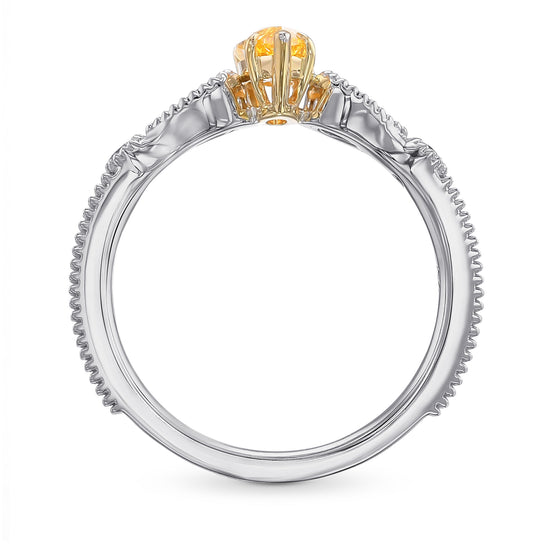 Fancy Intense Yellowish Orange Pear Diamond Side-stone Ring