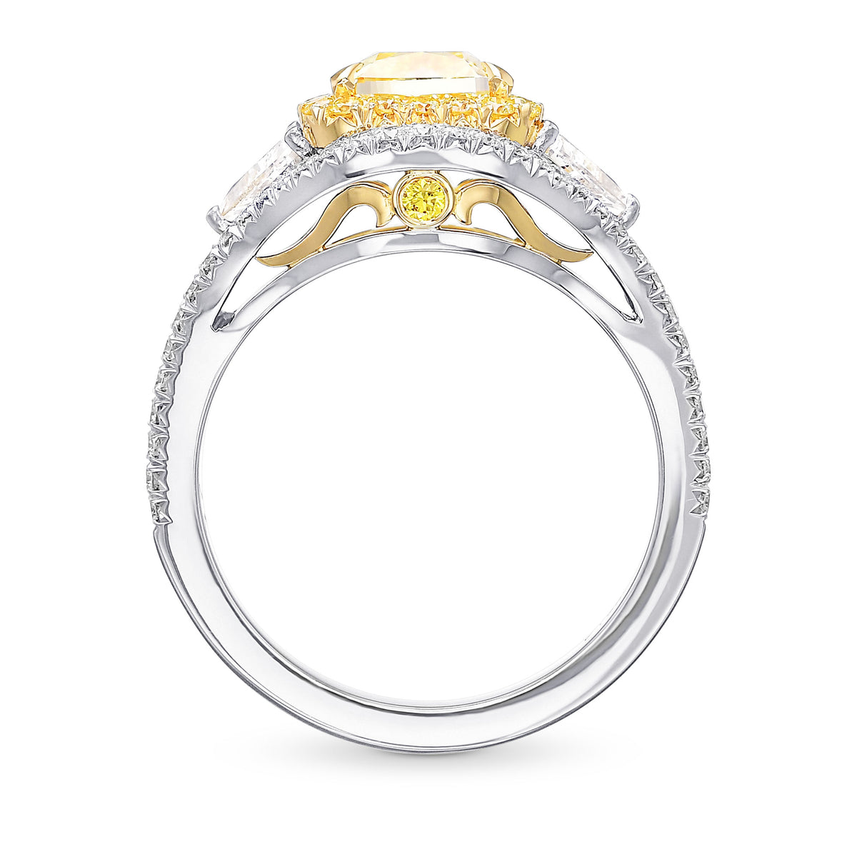 Fancy Yellow Cushion Diamond Halo Ring