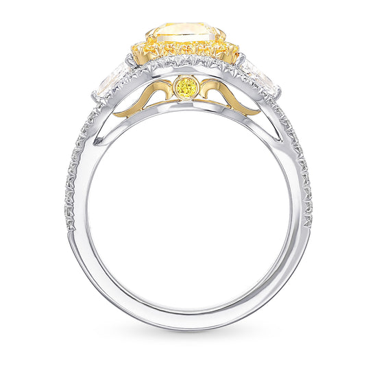 Fancy Yellow Cushion Diamond Halo Ring