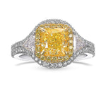 Fancy Yellow Cushion Diamond Halo Ring