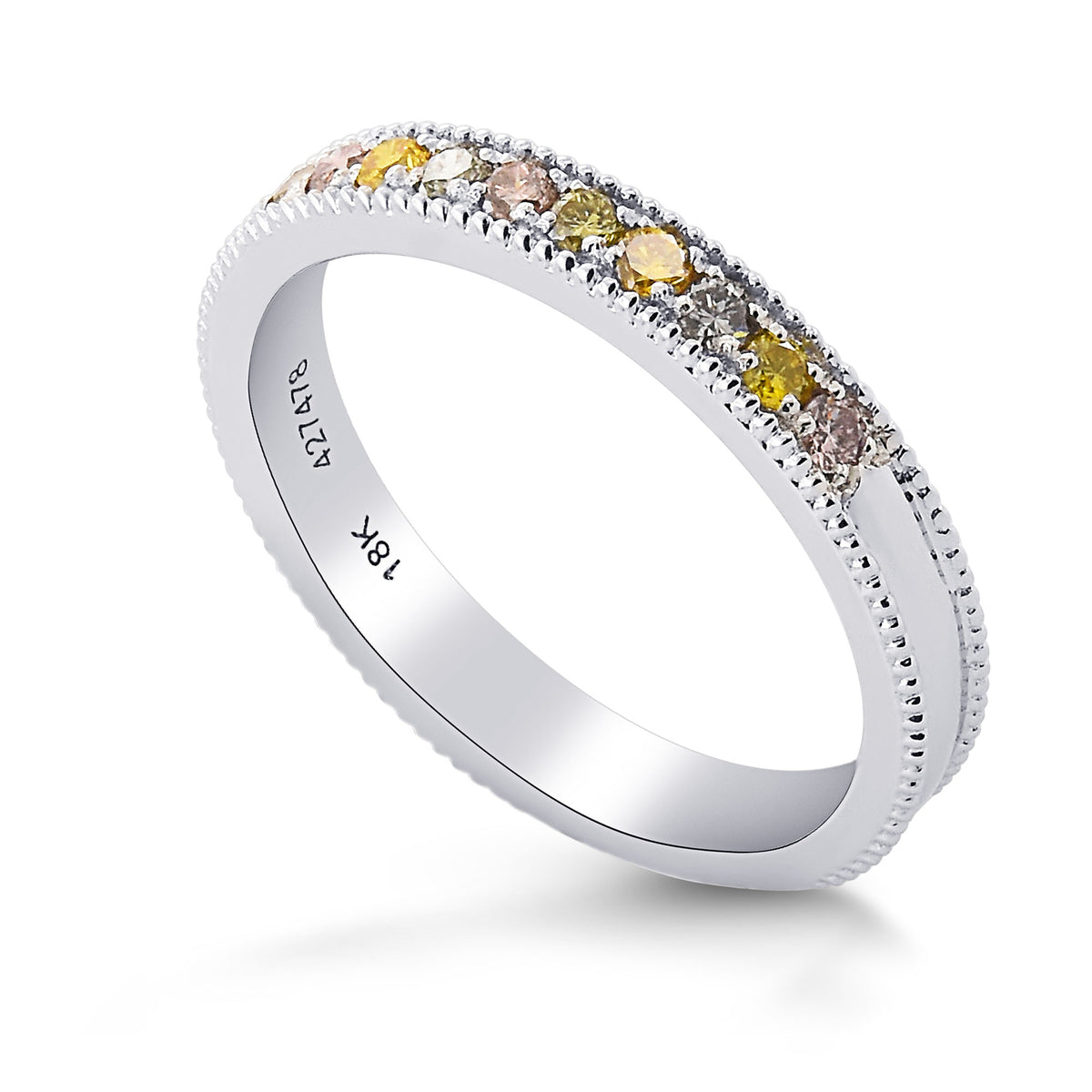 Milgrain Multicolored Diamond Stackable Band Ring