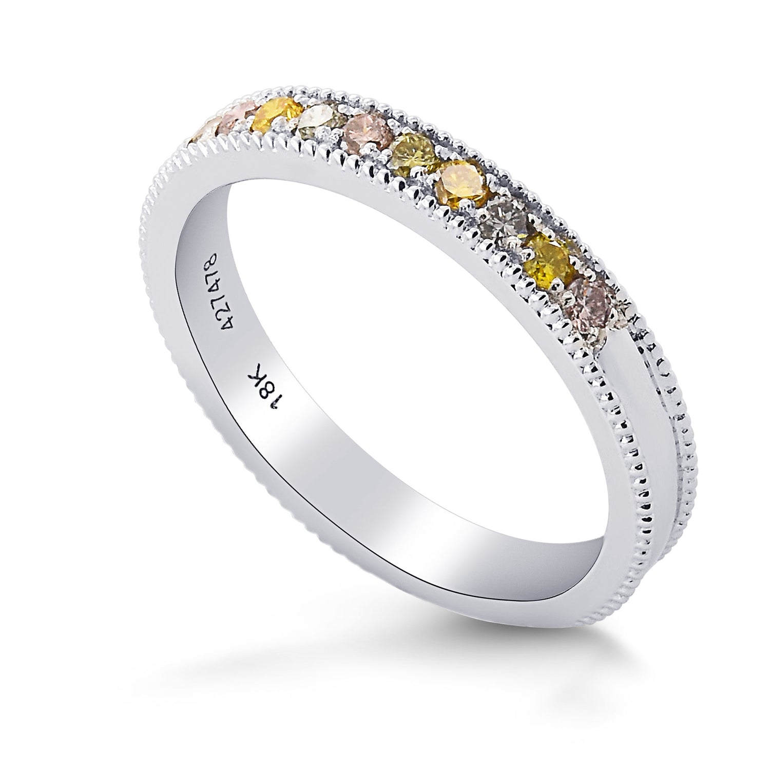 Milgrain Multicolored Diamond Stackable Band Ring