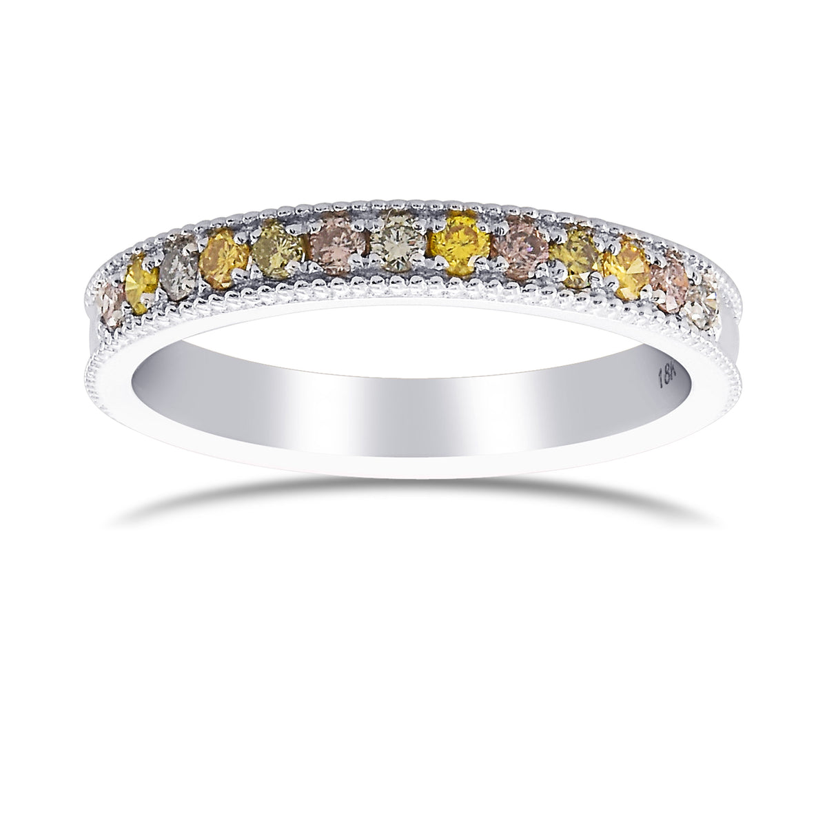 Milgrain Multicolored Diamond Stackable Band Ring