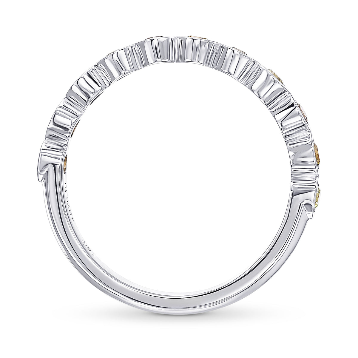 11 Stone Multicolored Diamond Stackable Bezel Band Ring