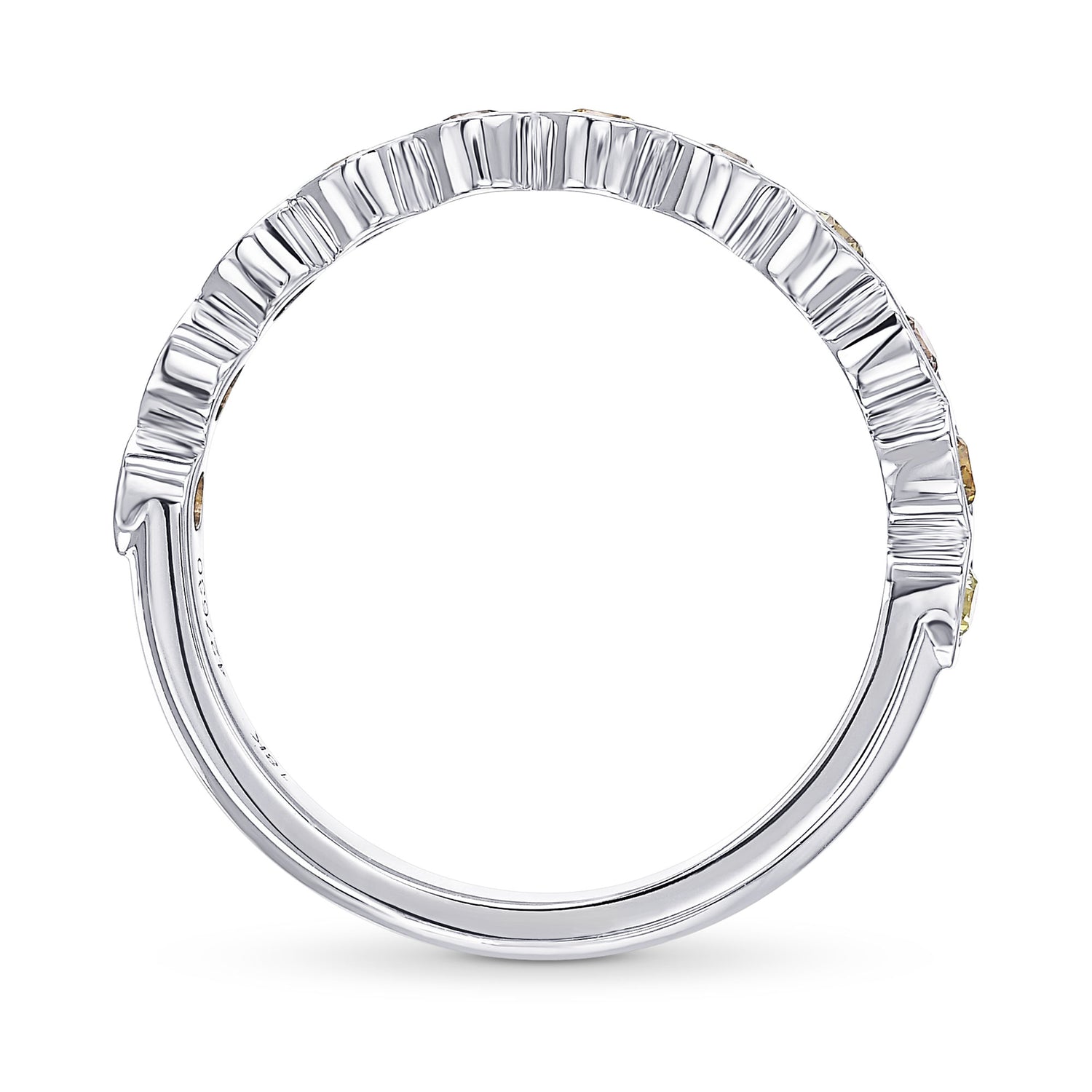 11 Stone Multicolored Diamond Stackable Bezel Band Ring