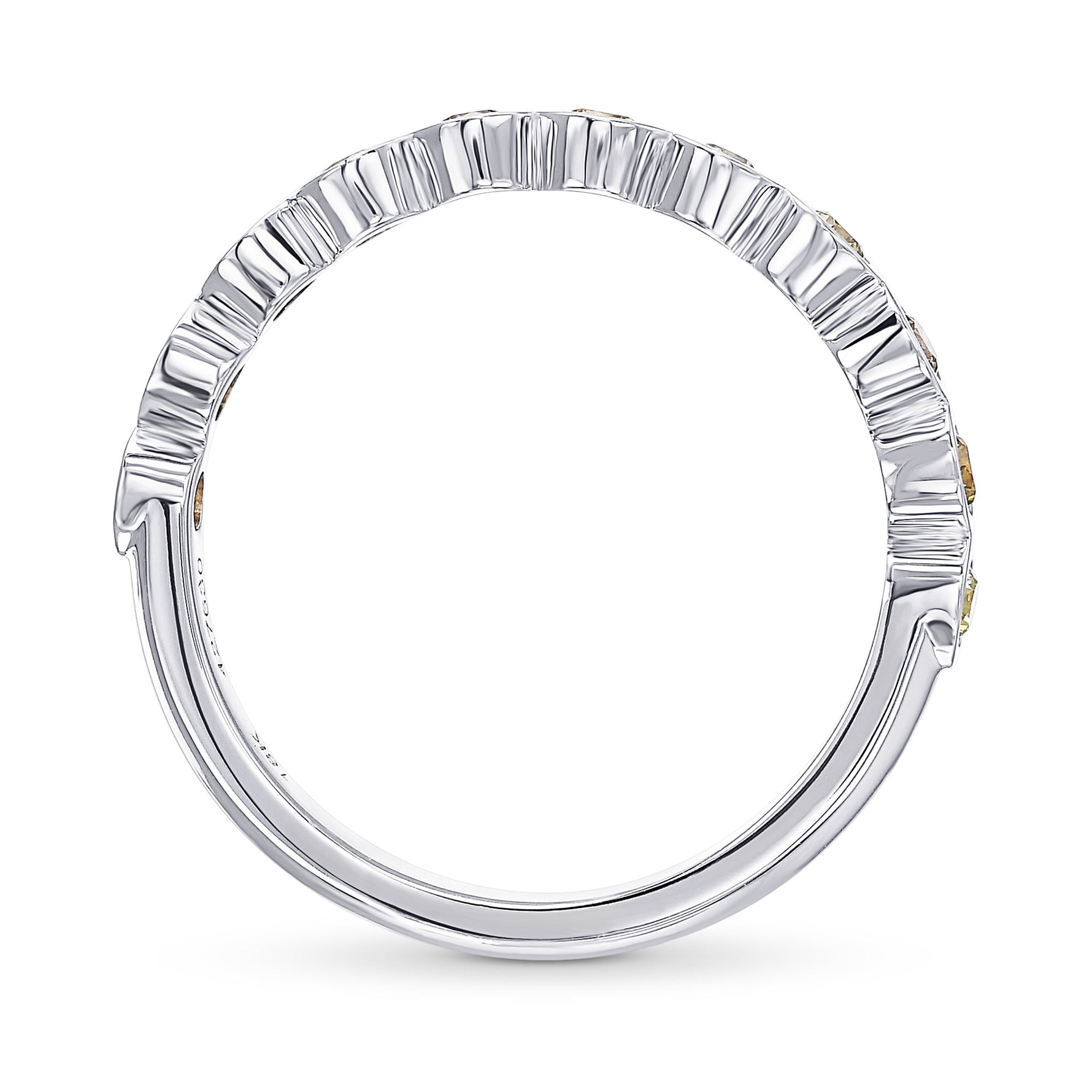 11 Stone Multicolored Diamond Stackable Bezel Band Ring