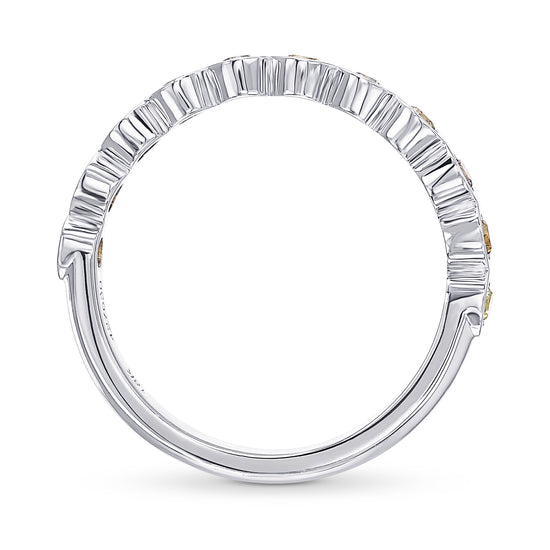 11 Stone Multicolored Diamond Stackable Bezel Band Ring