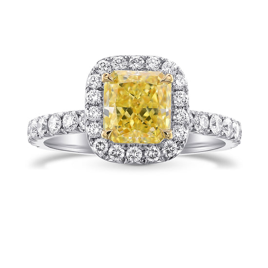 Fancy Yellow Radiant Diamond Halo Ring