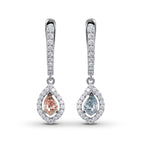 Mix Fancy Color Drop Halo Diamond Earrings 