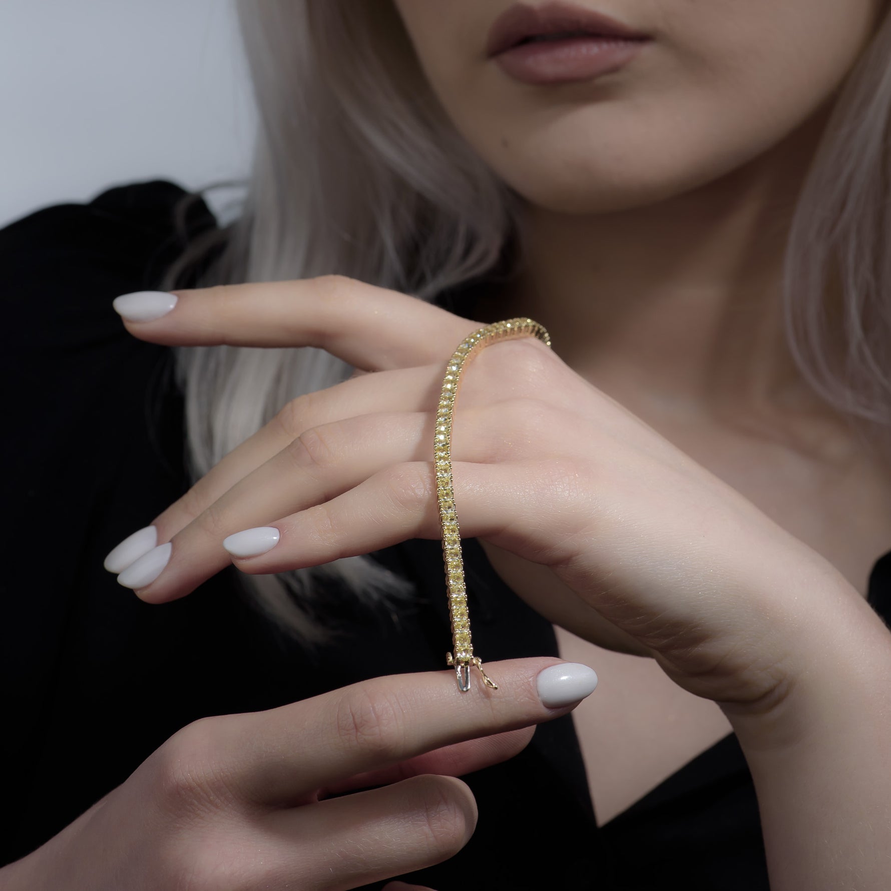 Fancy Yellow Cushion Diamond Tennis Bracelet