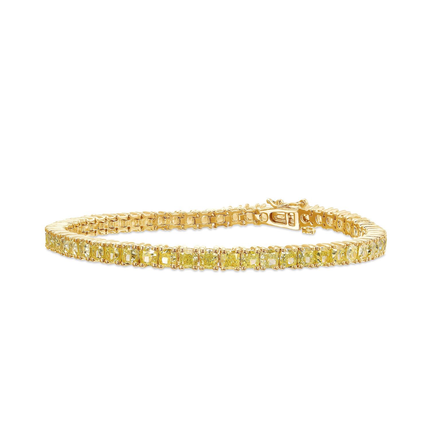 Fancy Yellow Cushion Diamond Tennis Bracelet