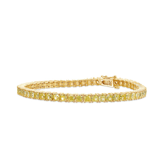 Fancy Yellow Cushion Diamond Tennis Bracelet