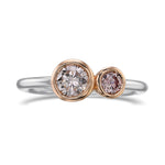 Very Light Pink & Fancy Brownish Pink Round Two-stone Diamond Cross-over Ring