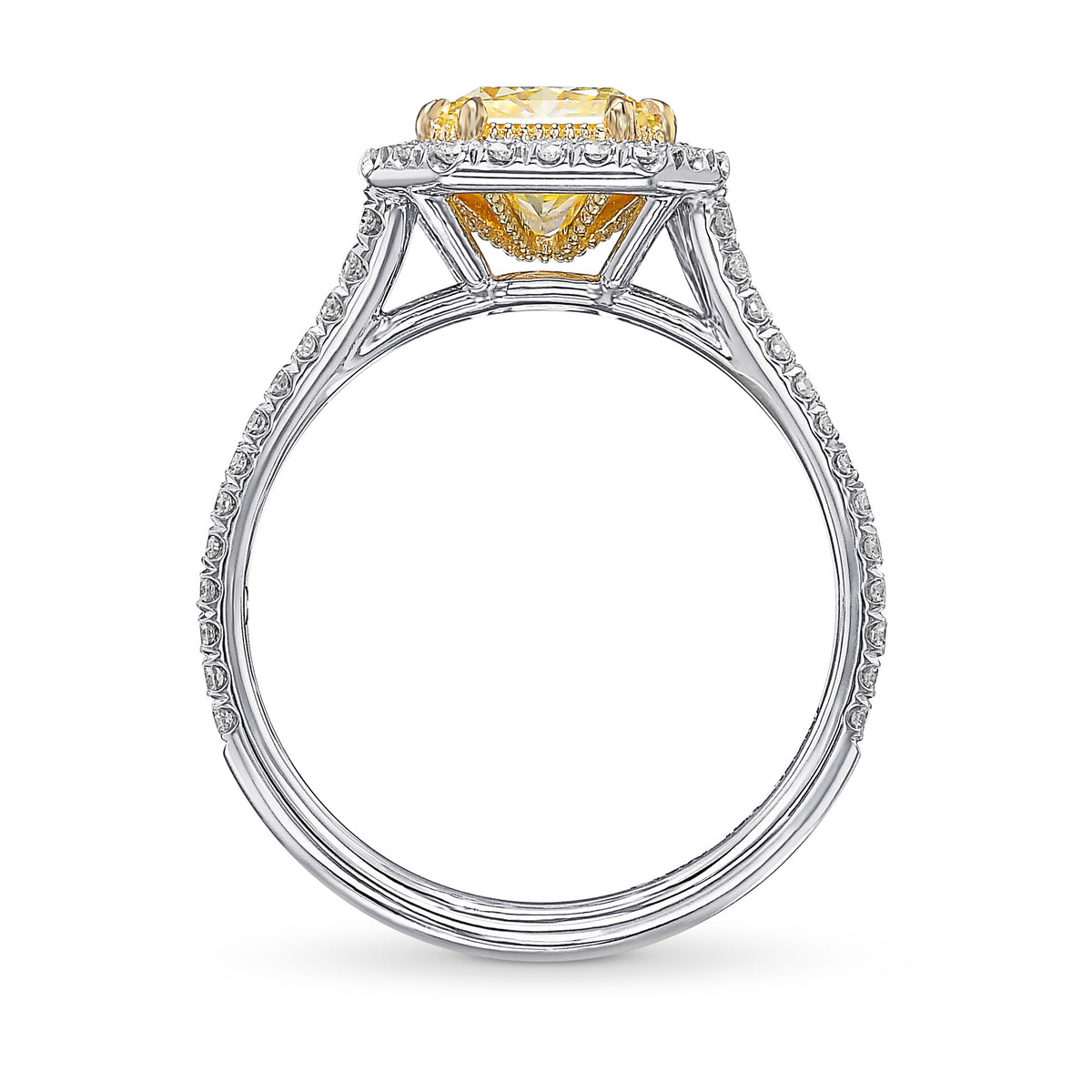 Fancy Yellow Radiant Halo Diamond Ring