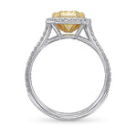 Fancy Yellow Radiant Halo Diamond Ring