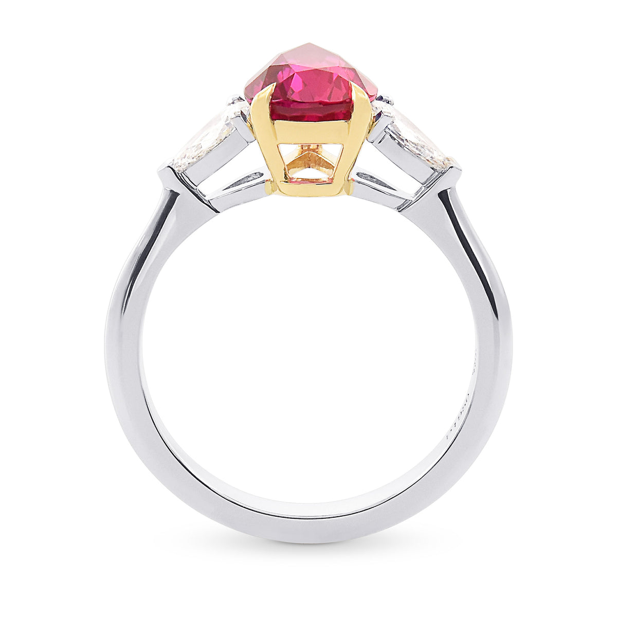 Pear Shape Ruby and Diamond 3 Stone Ring