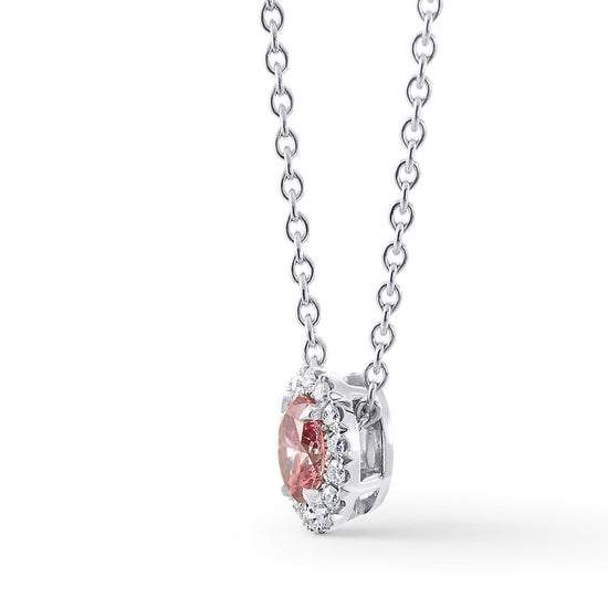 Fancy Deep Purplish Pink Oval Diamond Halo Pendant