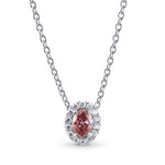 Fancy Deep Purplish Pink Oval Diamond Halo Pendant