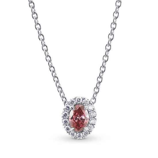 Fancy Deep Purplish Pink Oval Diamond Halo Pendant