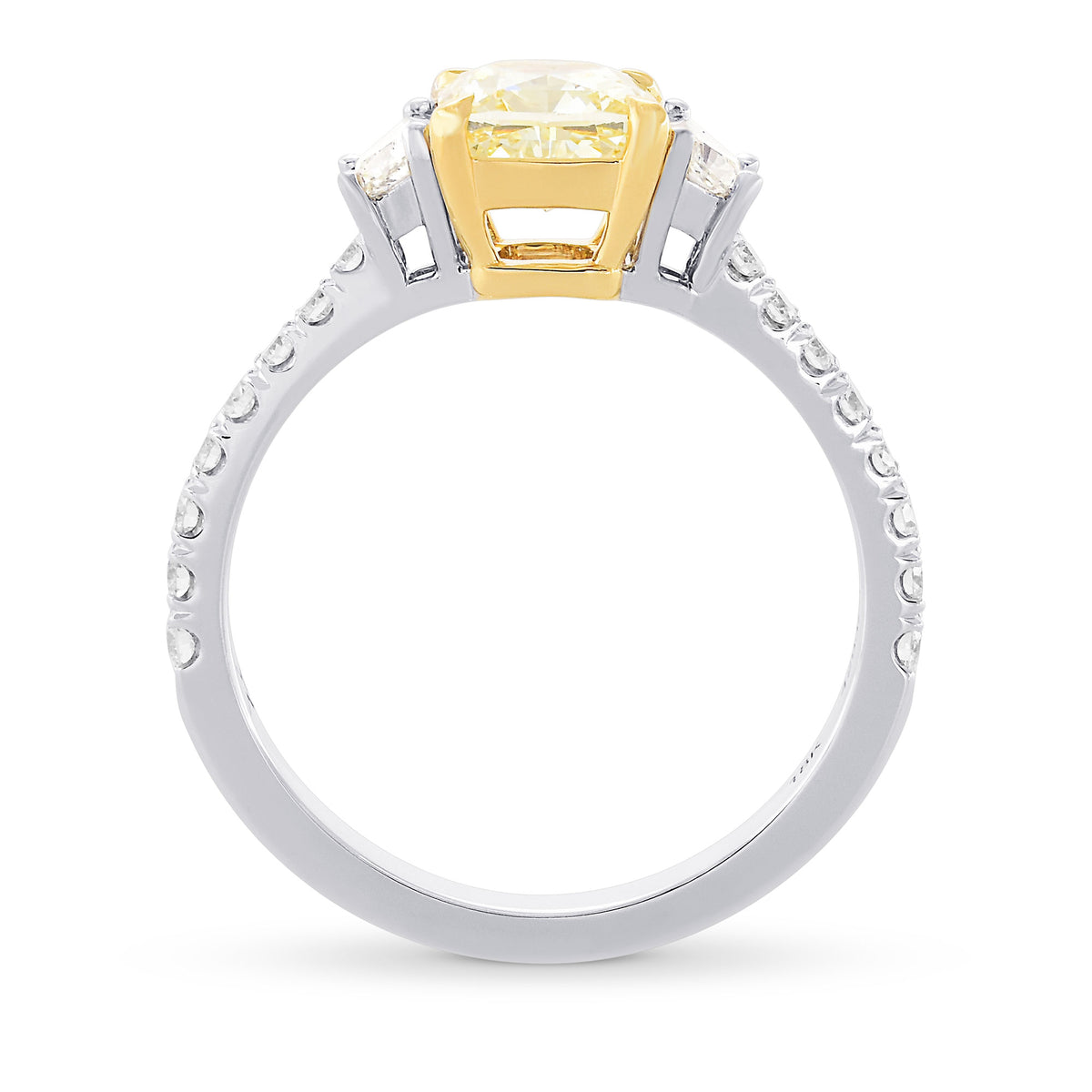 Fancy Light Yellow Cushion Diamond 3 Stone Ring