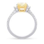 Fancy Light Yellow Cushion Diamond 3 Stone Ring
