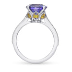 Oval Blue Tanzanite Side-stone Ring