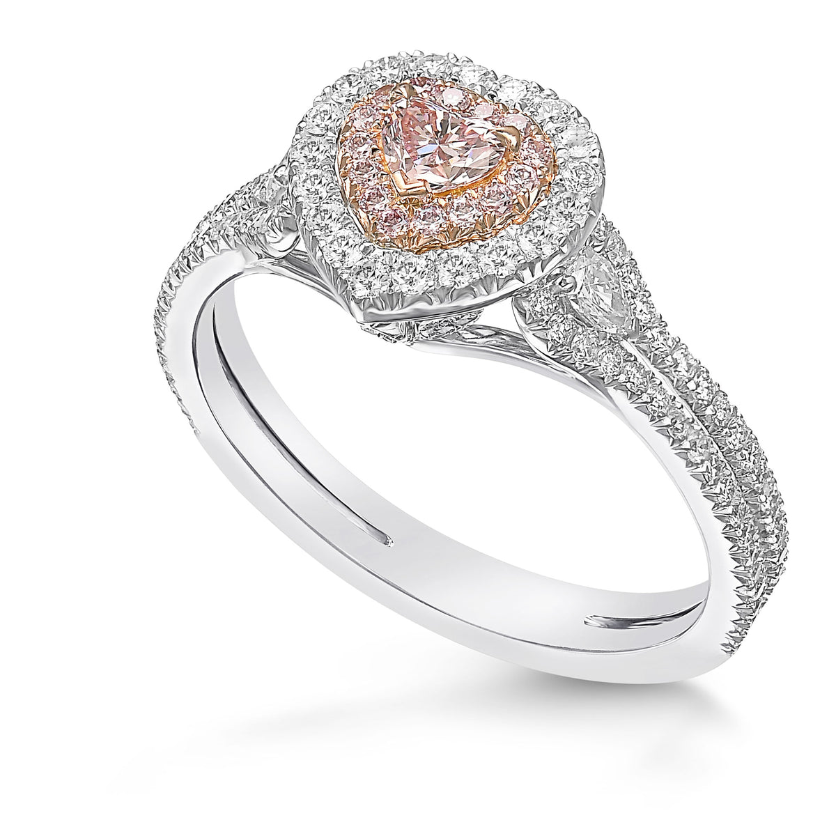 Argyle Fancy Light Pink Heart & Pear Shape Diamond Dress Ring 