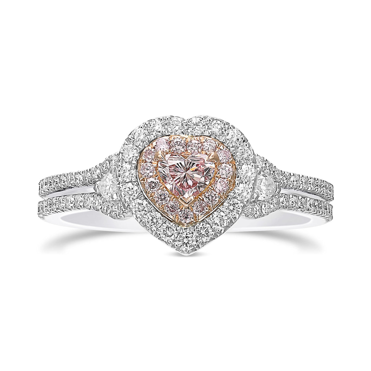 Argyle Fancy Light Pink Heart & Pear Shape Diamond Dress Ring 