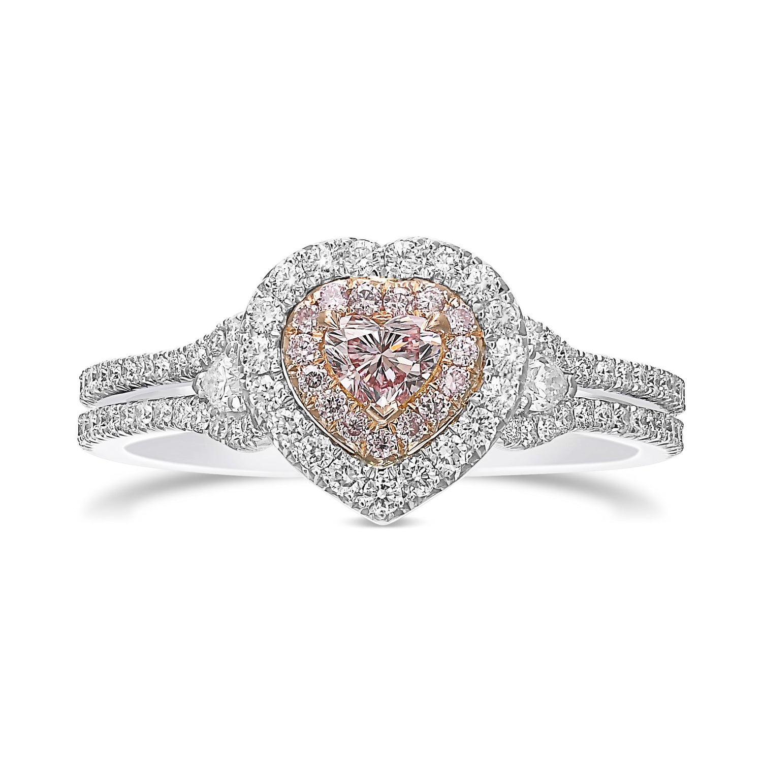 Argyle Fancy Light Pink Heart & Pear Shape Diamond Dress Ring 