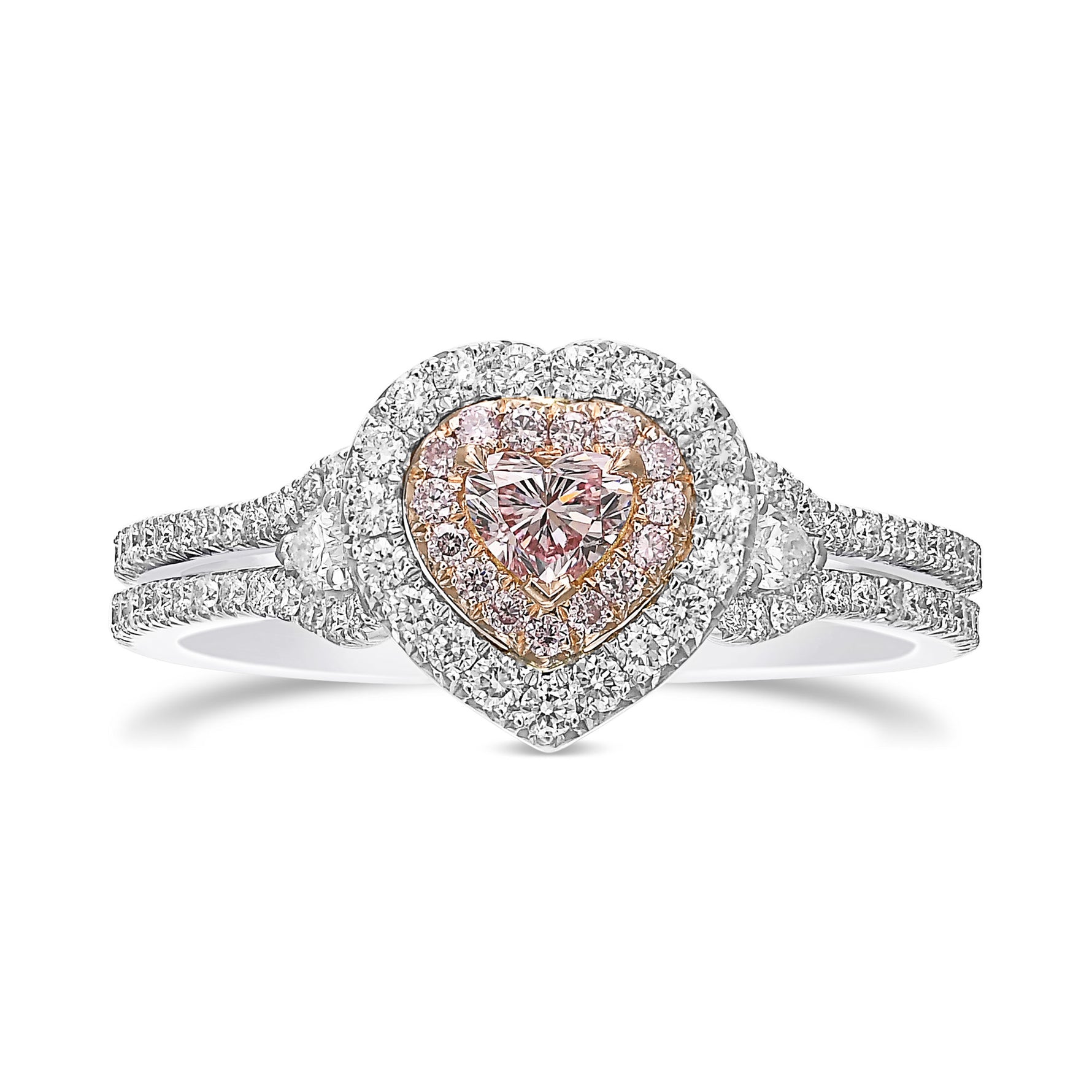 Argyle Fancy Light Pink Heart & Pear Shape Diamond Dress Ring 