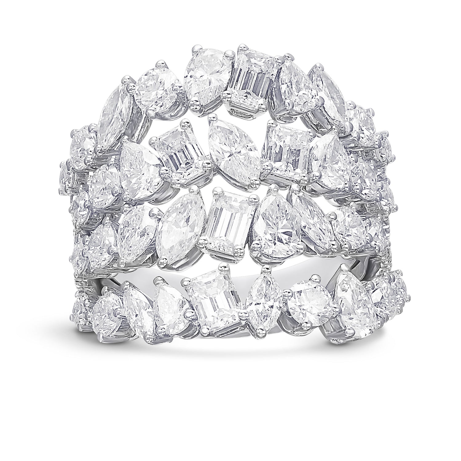 Mixed Shape Four Band Diamond Ring