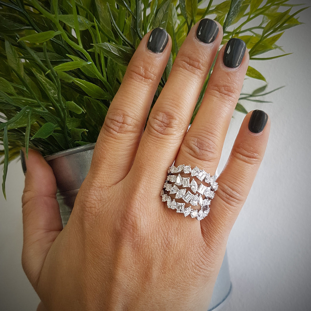 Mixed Shape Four Band Diamond Ring