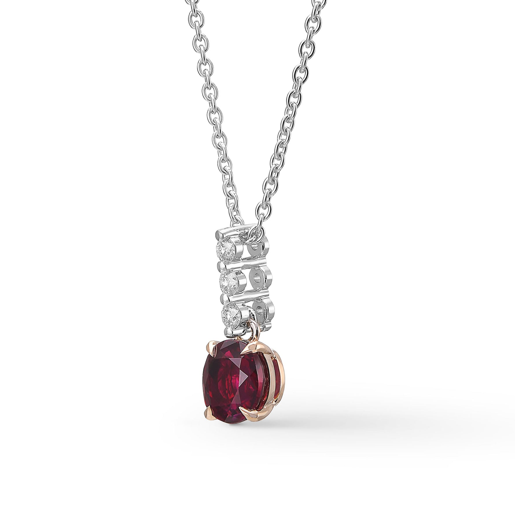Oval Pigeon Blood Burmese Ruby Drop Pendant