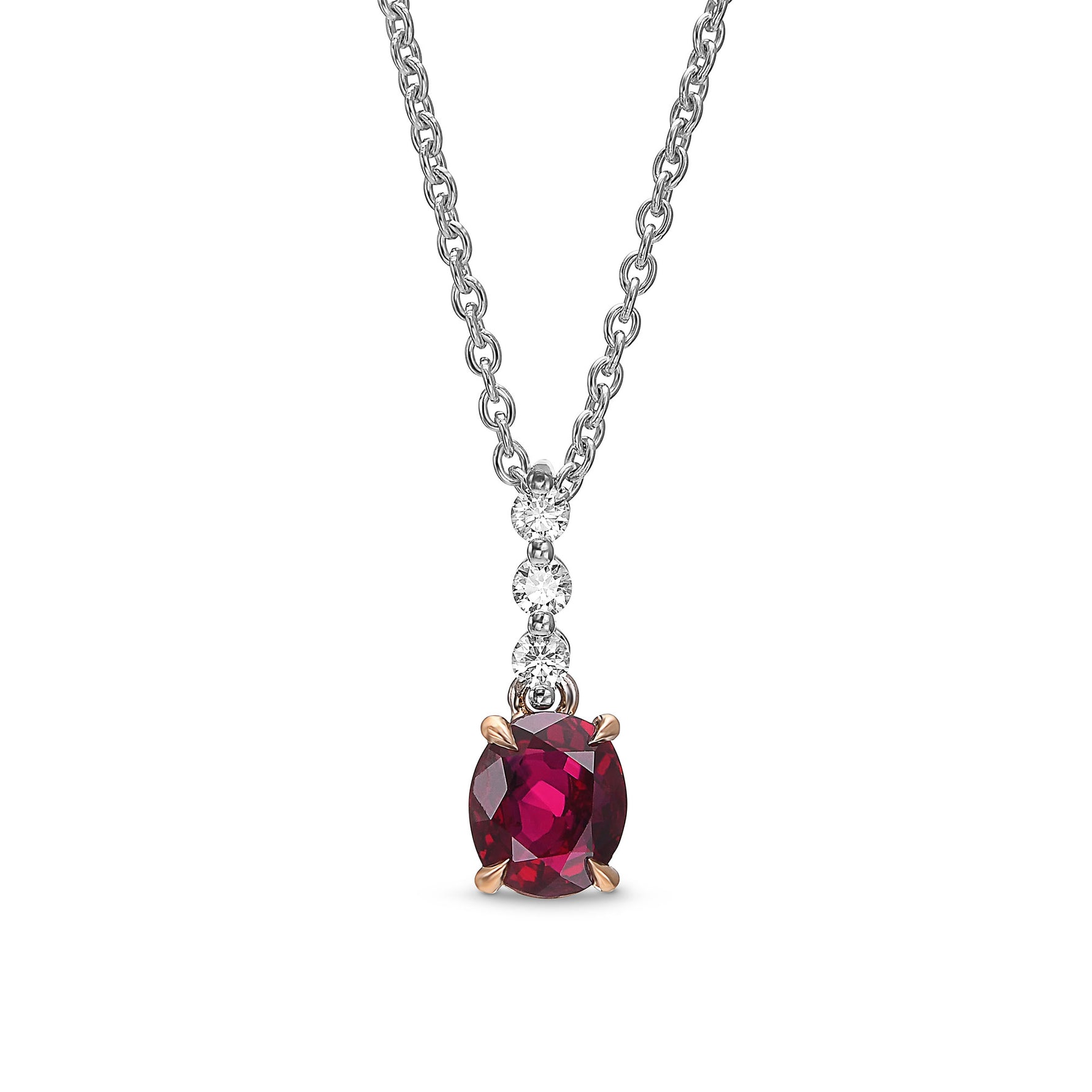 Oval Pigeon Blood Burmese Ruby Drop Pendant