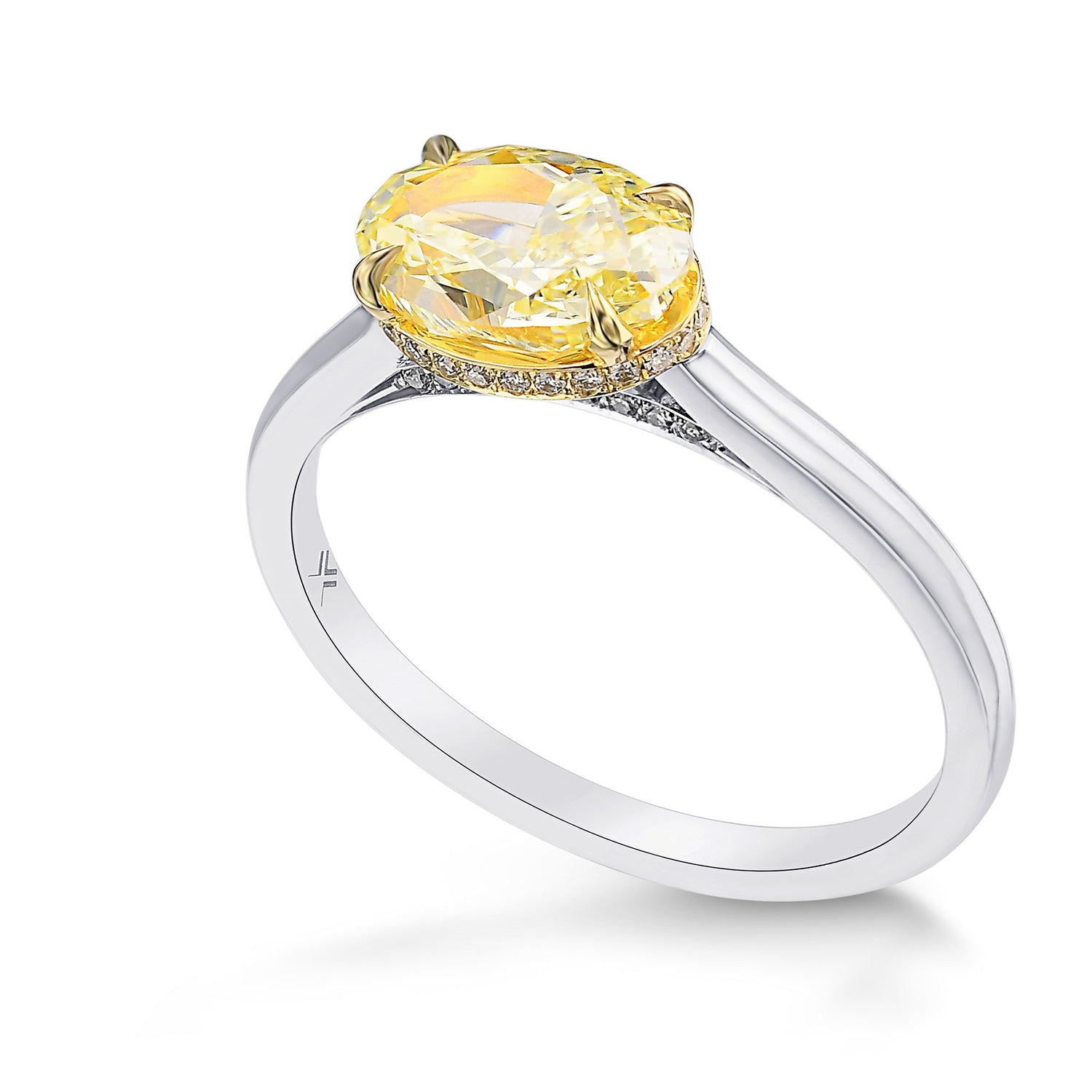 Light Yellow Oval Diamond Solitaire Ring