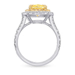 Fancy Intense Yellow Cushion Double Halo Diamond Ring