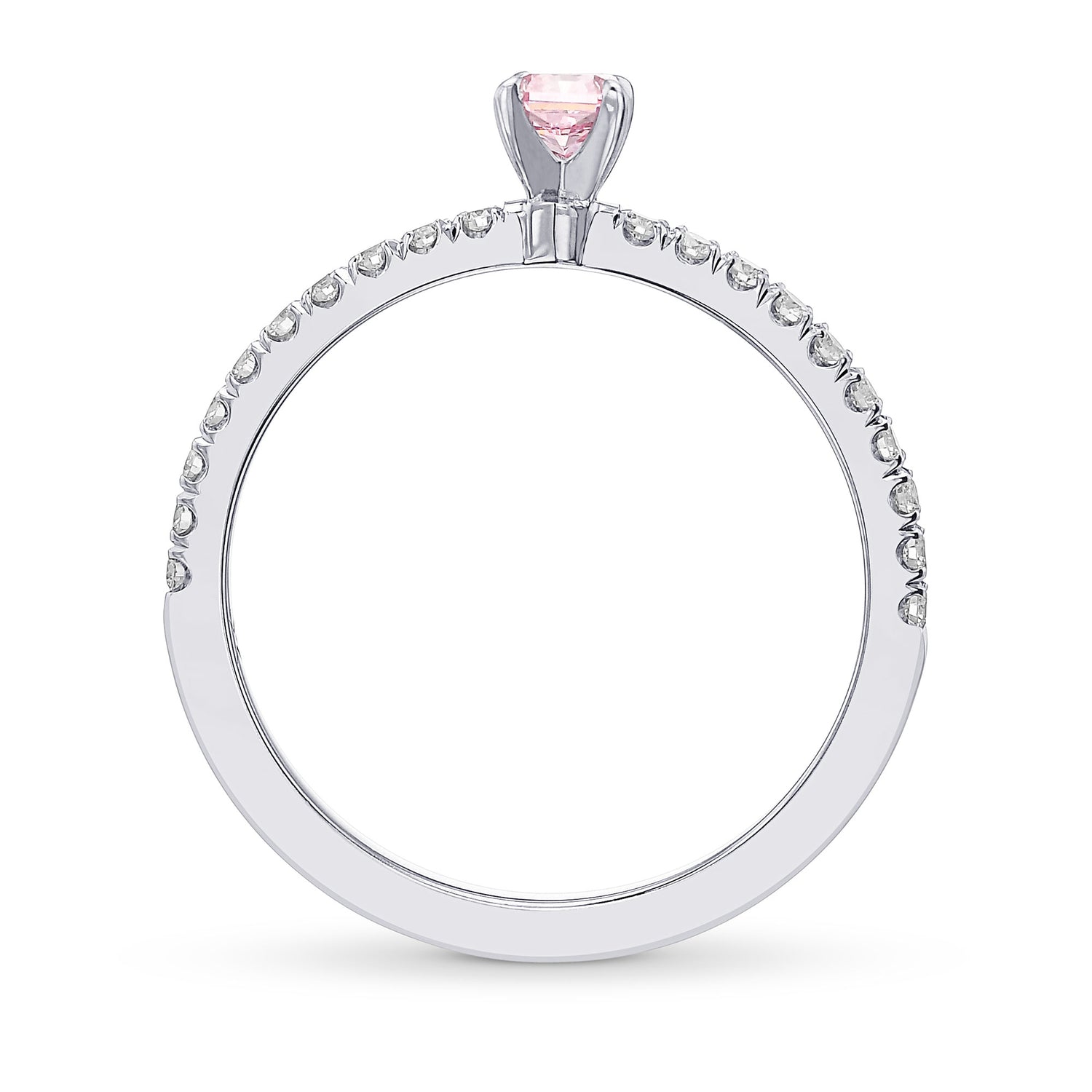 Argyle Fancy Intense Purplish Pink Radiant Diamond Side Stone Ring