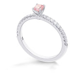 Argyle Fancy Intense Purplish Pink Radiant Diamond Side Stone Ring