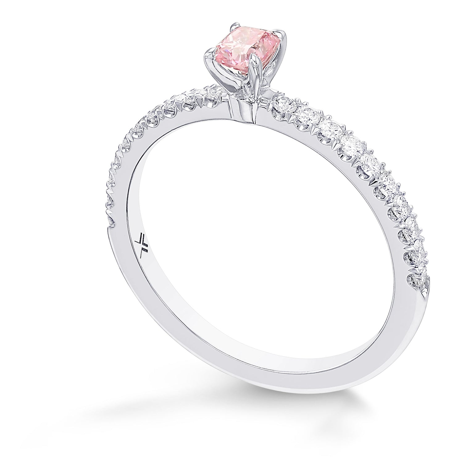 Argyle Fancy Intense Purplish Pink Radiant Diamond Side Stone Ring