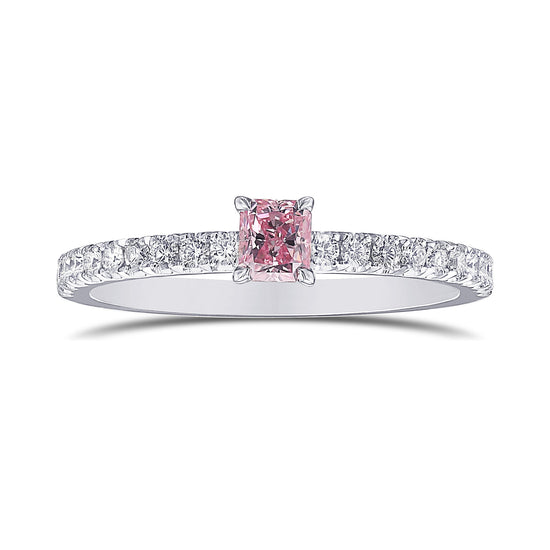 Argyle Fancy Intense Purplish Pink Radiant Diamond Side Stone Ring