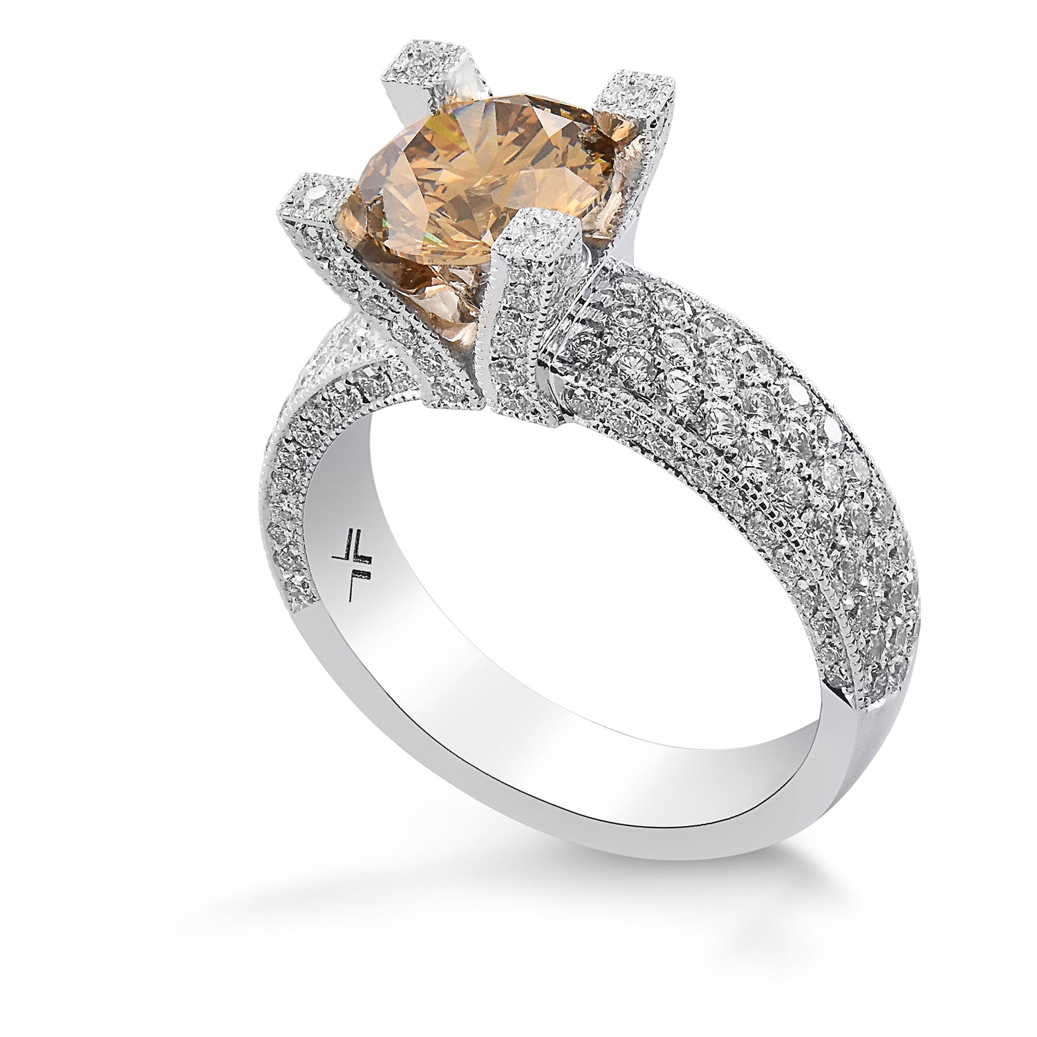 Fancy Dark Yellowish Brown Round Diamond Extraordinary Ring